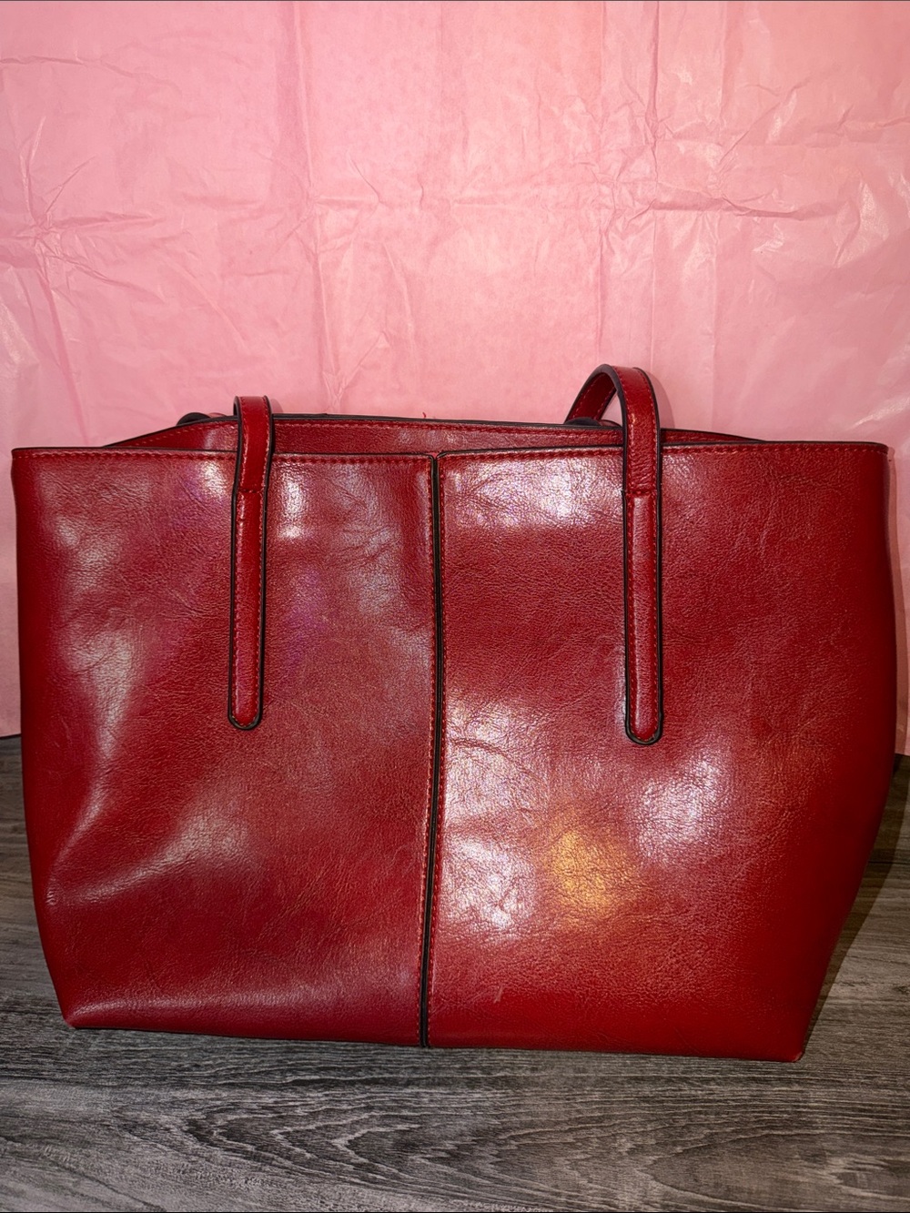 Women's Red Leather Tote Bag - Classic Everyday Carry